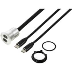TRU Components USB 3.1-C 2x Hunstik 1 m Kabel Sølv