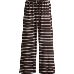 H&M Cotton Blend Trousers - Dark Brown/Striped