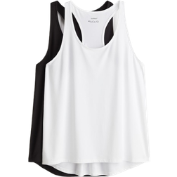 H&M Sports Vest Tops with DryMove 2-pack - Black/White