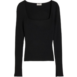 H&M Square Neck Rib Knit Top - Black
