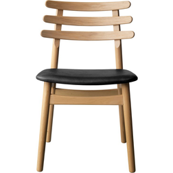 FDB Møbler J48 Oak Nature Lacquered/Black Leather Køkkenstol 78.5cm