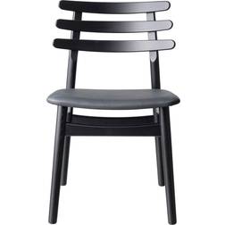 FDB Møbler J48 Oak Black Painted/Black Leather Kitchen Chair 78.5cm