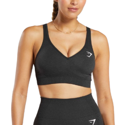 Gymshark Vital Seamless 2.0 V Neck Sports Bra - Black Marl