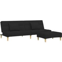 vidaXL 3258105 with Footstool Black Sofa 200cm 4pcs 2 Seater