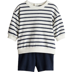 H&M Baby 2-delat Set I Bomullsfrotté - Marinblå/Randig