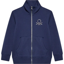 United Colors of Benetton Pure Cotton Sweatshirt with Zipper - Dark Blue (3J68C501B_252)