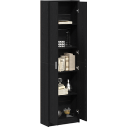 vidaXL Garderobe Sort Egetræ 55x25x189 cm Garderobeskab
