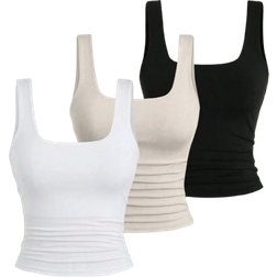 Shein Sweetra Damen Lässig vielseitiges Trägertop, Sommer Grafik Leoparden T-Shirts Damenshirts