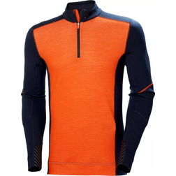 Helly Hansen Lifa Base Layer Merino Half Zip - Navy/Dark Orange