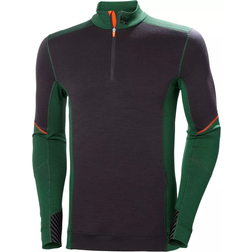 Helly Hansen Lifa Base Layer Merino Half Zip - Green/Ebony
