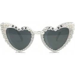 Shein Photoprops Bride To Be Pearl Heart Wedding Party Glasses White