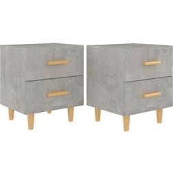 vidaXL 811979 Concrete Grey Bedside Table 35x40cm 2pcs