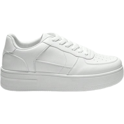 Shein X Lucía Bellido CUCCOO EASI Spring And Autumn Fashionable Thick-Soled Height Increasing Women's Casual Shoes With Front Lace-Up, Waterproof Platform And In White Color Casual Sports Shoes Casual Shoes Back To School Shoes College Student Shoes School Supplies Back To School Fall, Versatile Shoes For Women Shoes For Women Sneakers Spring Shoes Easter Tainers