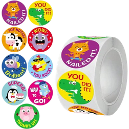 Shein 500 Sheets/Roll Cartoon Animal Stickers For Stationery, Scrapbooking, Teacher's Encouragement, Gifts, Cards, Festive Decor, DIY Labels, Waterproof PVC Stickers