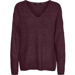 Vero Moda V-Neck Dropped Shoulder Seams Sweater - Brown