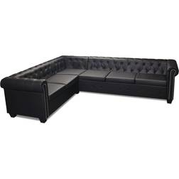 vidaXL Chesterfield Black Soffa 260cm 6-sits