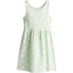 H&M Patterned Cotton Dress - Light Green/Hearts (1157735101)