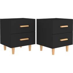 vidaXL 811973 Black Bedside Table 35x40cm 2pcs