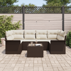vidaXL 7 Piece Garden Sofa Brown Poly Rattan Outdoor Lounge Set