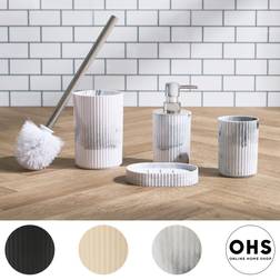 OHS 4-Piece Ribbed Bathroom Accessories Set
