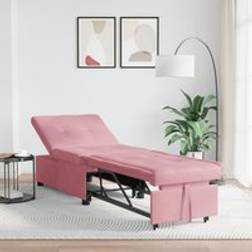 vidaXL Bäddsoffa 3-i-1 Utdragbar Design Rosa Sammet Soffa 3-sits