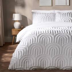OHS Tufted Arches Set Double Duvet Cover White