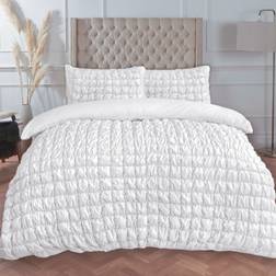 OHS Quilted Seersucker Set Super King Duvet Cover White