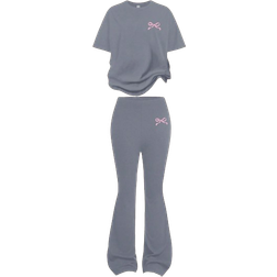 Shein 2pcs Tween Girls Casual Minimalist Short Sleeve Top And Pants Set