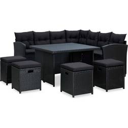 vidaXL 315230 - Black Loungesæt, 1 borde inkl. 1 sofaer