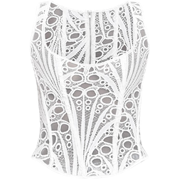 PrettyLittleThing Textured Sheer Floral Square Neck Corset - White