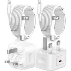 Nebwoak Apple Fast Charger Plug and cable 2-pack White