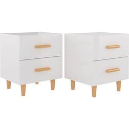 vidaXL 811983 High Gloss White Bedside Table 35x40cm 2pcs