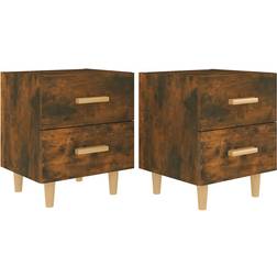 vidaXL 817286 Smoked Oak Bedside Table 35x40cm 2pcs