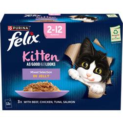 Purina Felix As Good As it Looks Kitten Mixed Selection in Jelly Wet Cat Food 85g 12-pack
