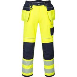 Portwest T501 PW3 Hi-Vis Holster Pocket Work Trousers - Yellow/Navy