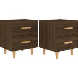 vidaXL 817290 Brown Oak Nattbord 35x40cm 2st