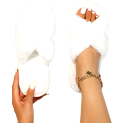 Shein 2 Plush Strap Fluffy Women's Spring/Autumn Slippers, Soft & Lightweight Indoor Carpet Slippers, Wedding Bridesmaid Slippers