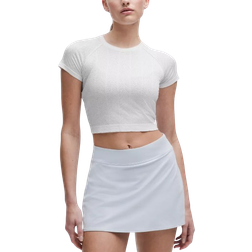 Lululemon Swiftly Pointelle Cropped Short Sleeve Shirt - Herringbone Dot White
