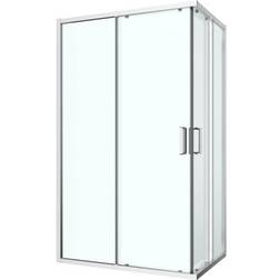 GoodHome Ledava Framed Clear Glass Chrome Effect Shower Enclosure 80cm D 120cm
