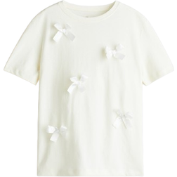 H&M Motif Detail T-Shirt - Cream/Bows