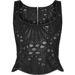 PrettyLittleThing Textured Sheer Floral Square Neck Corset - Black