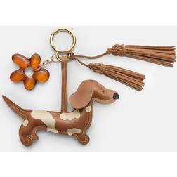 Stradivarius Dog and Flower Charm Keyring - Brown