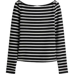 H&M Damen Shirt Mit U-Boot-Ausschnitt - Schwarz