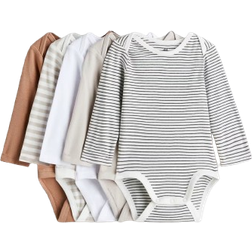 H&M Baby 5er-Pack Langarmbodys - Beige/Gestreift