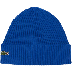 Lacoste Rib Knit Carded Wool Beanie - Blue