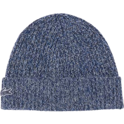 Lacoste Rib Knit Carded Wool Beanie - Navy Blue