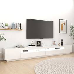 vidaXL Led Lights High Gloss White TV Bench 300x40cm