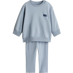 H&M Baby 2-Teiliges Sweatshirt Leggings Set - Mattblau/Hello Friend