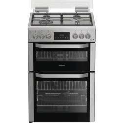 Hotpoint 60cm Double Oven Gas Cooker With Glass Lid