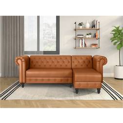 Loft24 Sovesofa Chaiselong PU Cognac Sofa